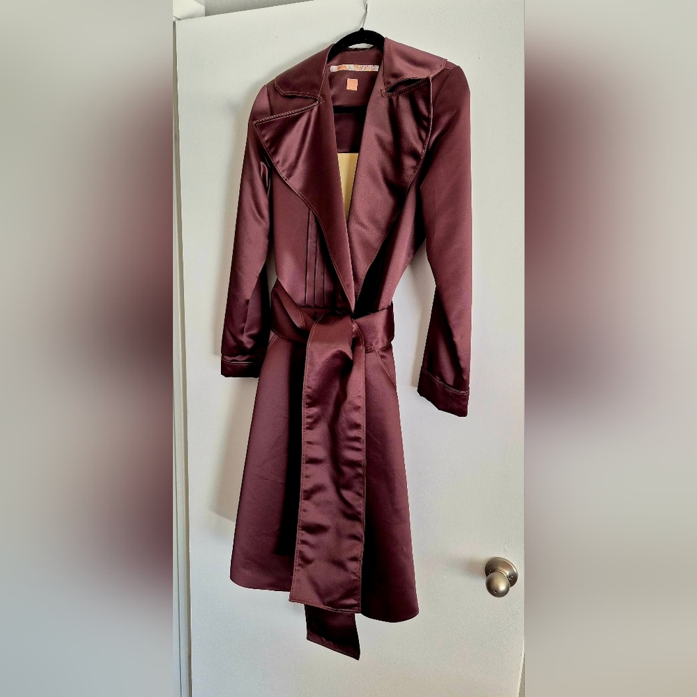 Luxurious Satin Coat in Rich Chocolate
